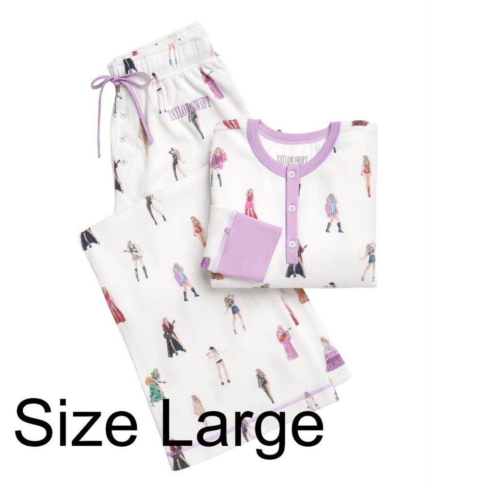 Taylor Swift The Eras Tour Waffle Knit Pajama Set Size Large L